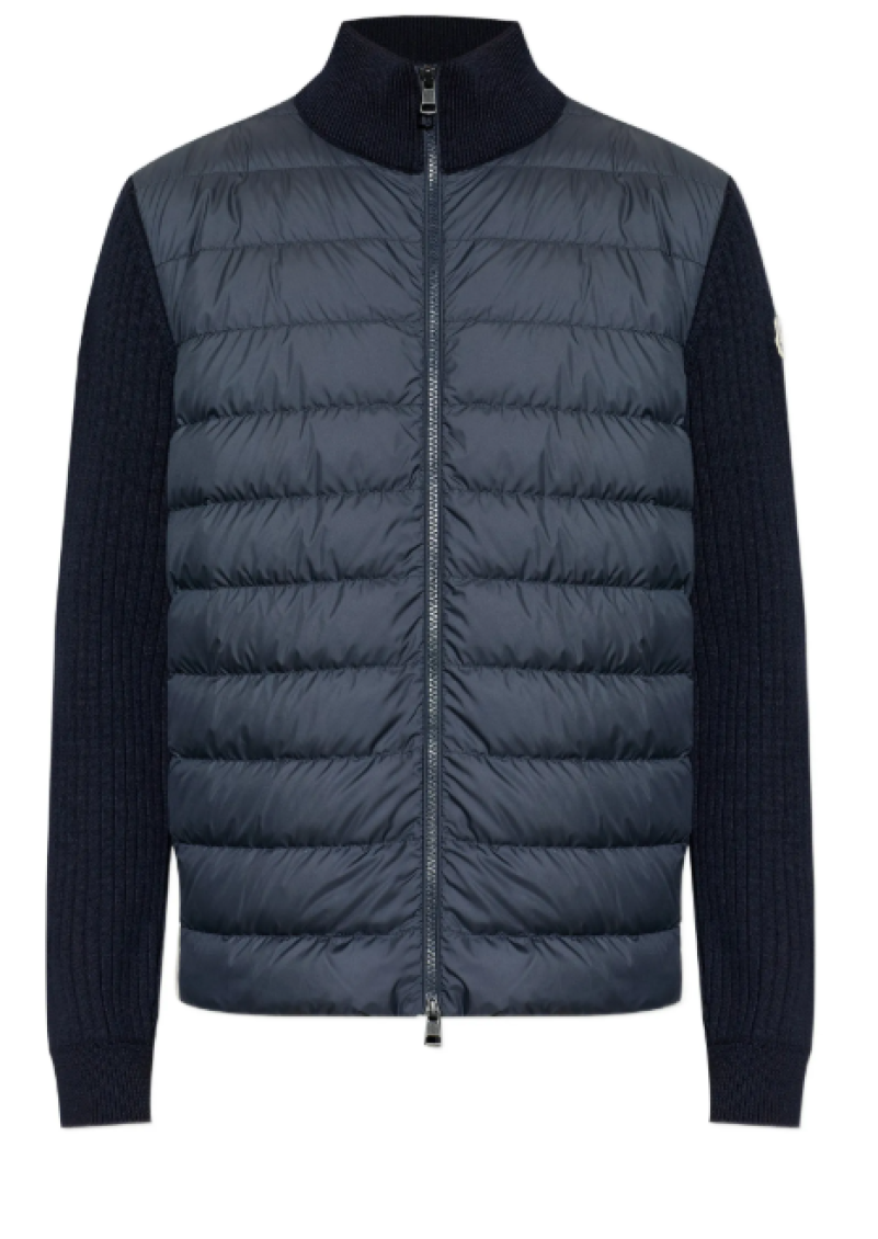 Moncler - cardigan quilted front and ribbed sleeve