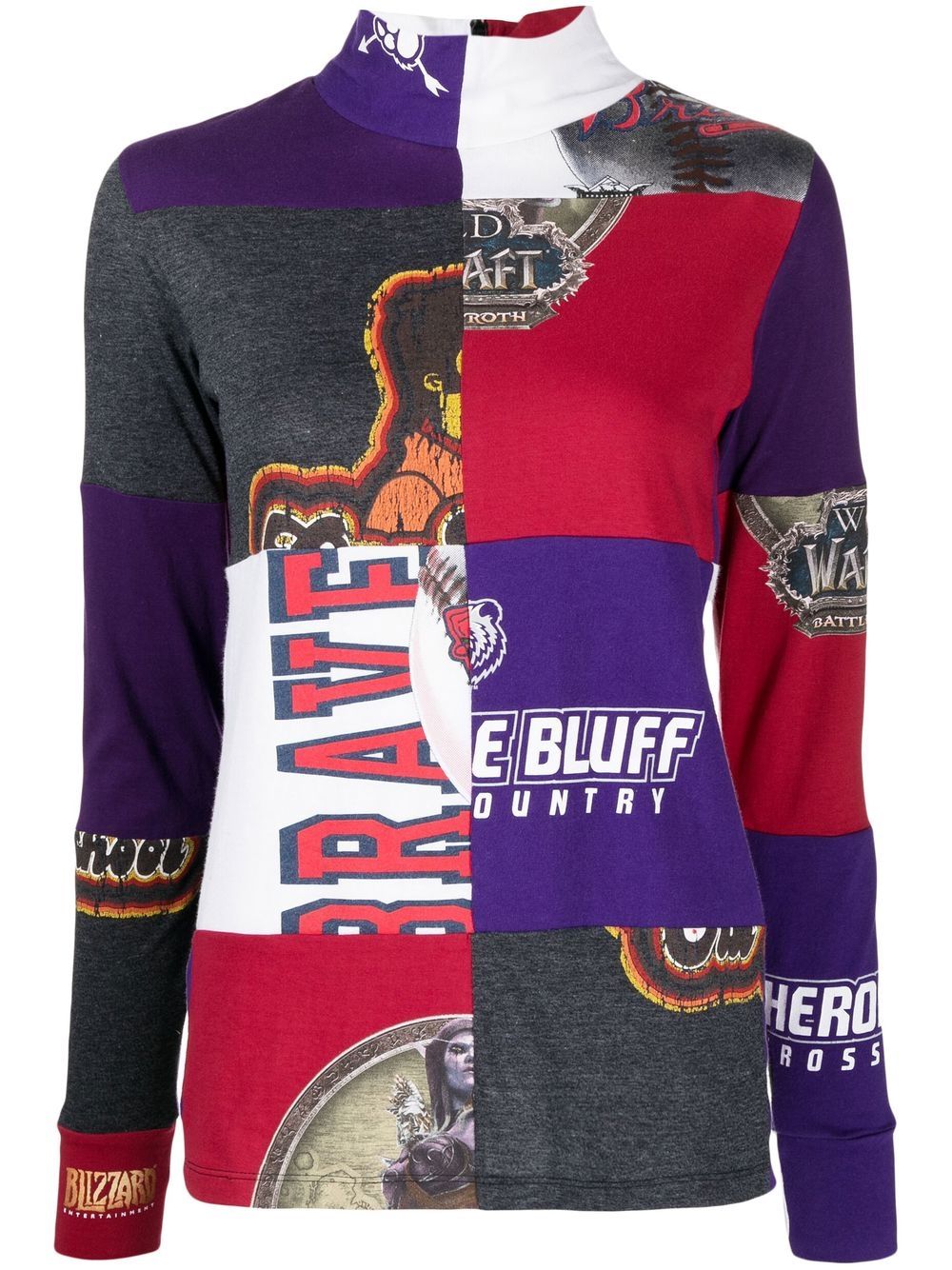 Patchwork upcycle polo top - Multicolour