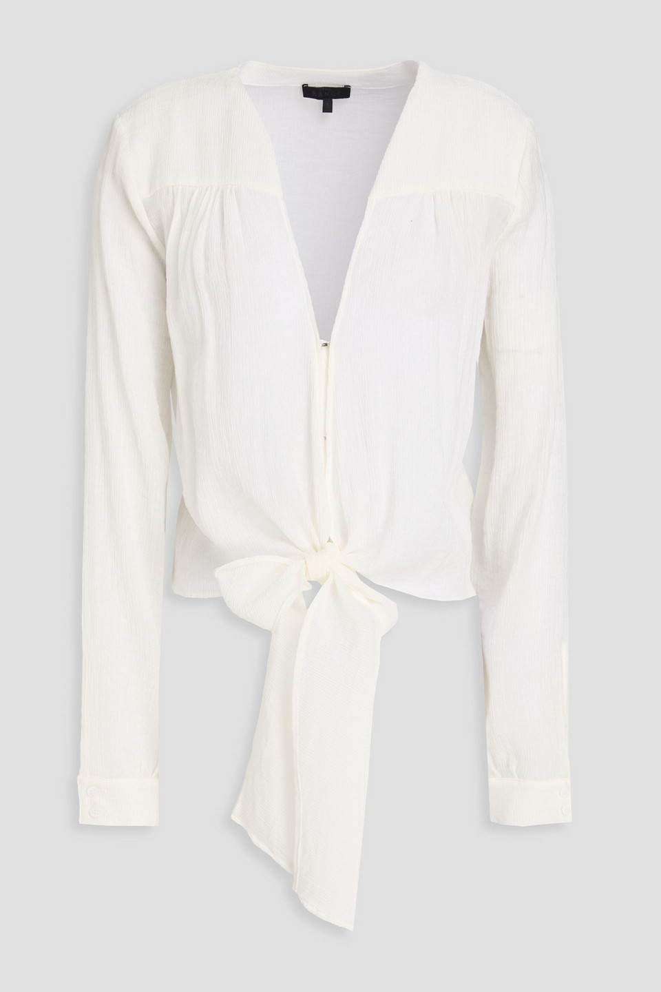Tie-front georgette blouse - White - XS