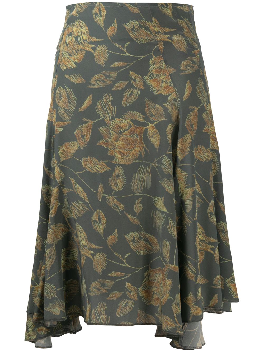 Floral-print midi skirt - Green