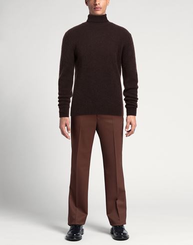 Man Turtleneck Chocolate brown Size 42 Cashmere, Silk, Polyester