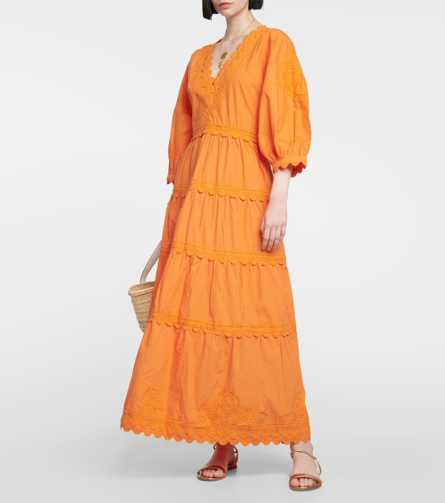 Juliet Dunn Embroidered cotton poplin maxi dress