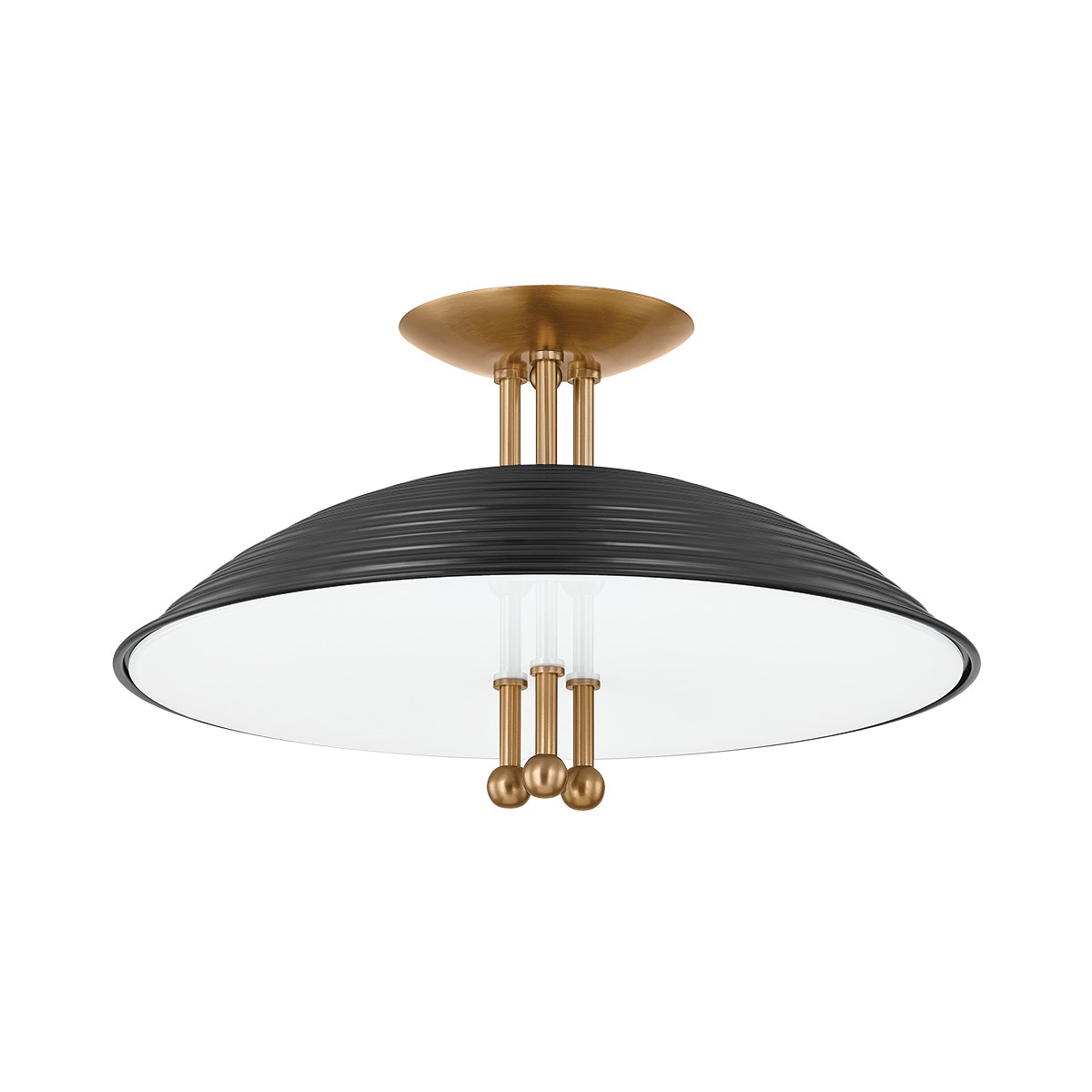 Patina Brass Soft Black Semi Flush Mount from the Larkin Collection