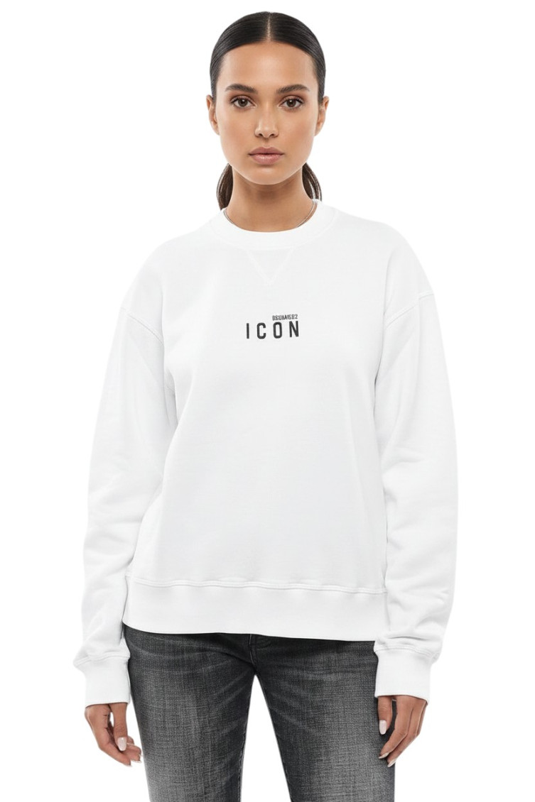White Logo Crew Neck Sweatshirt