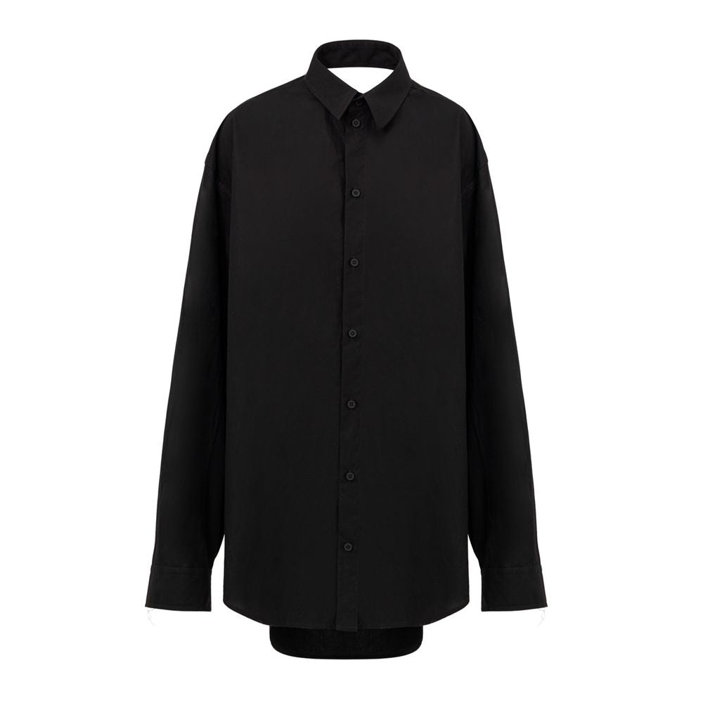 Suspended-Effect Cotton Poplin Shirt — Black