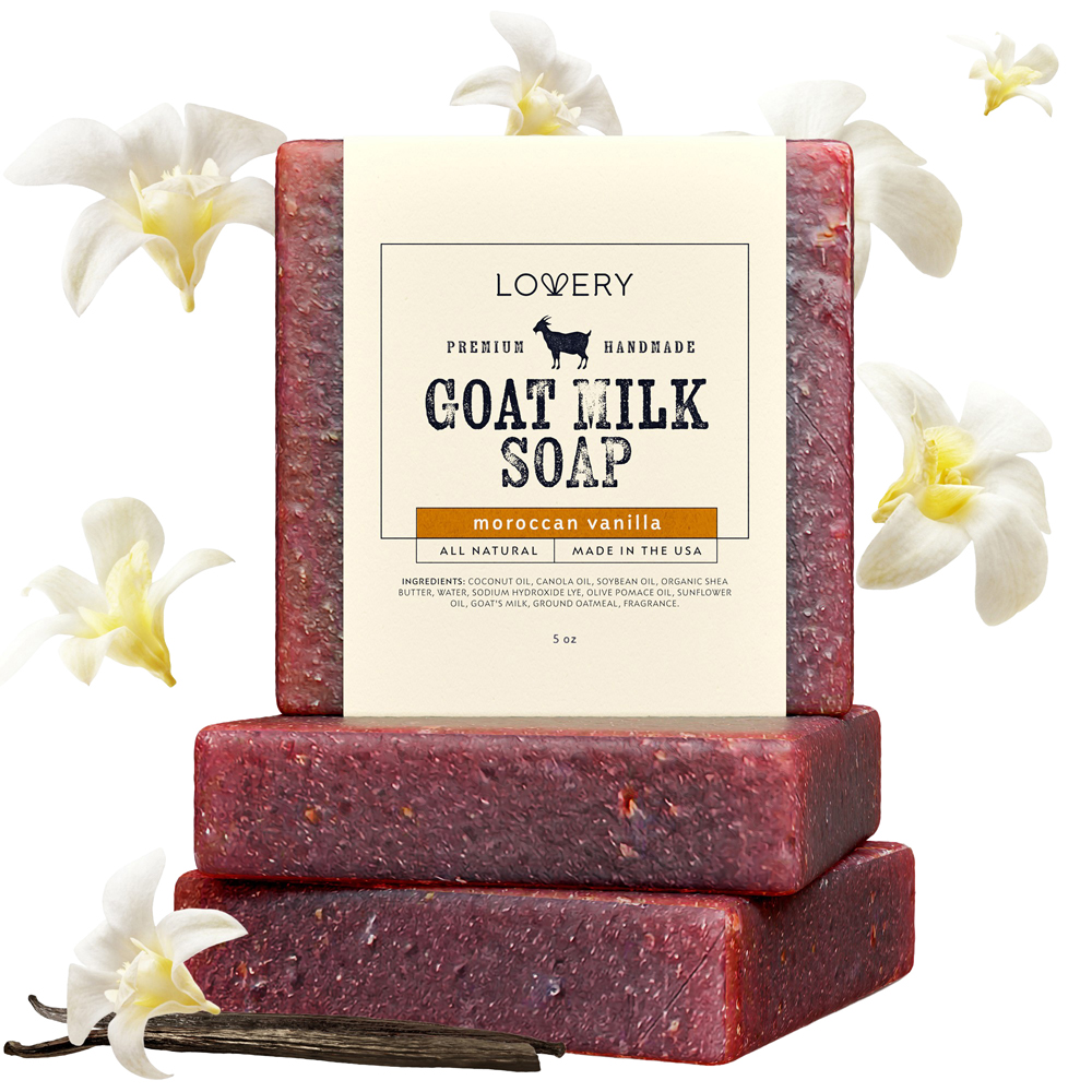 Handmade Goat Milk Soap Bar With Organic Shea Butter - Moroccan Vanilla Scent