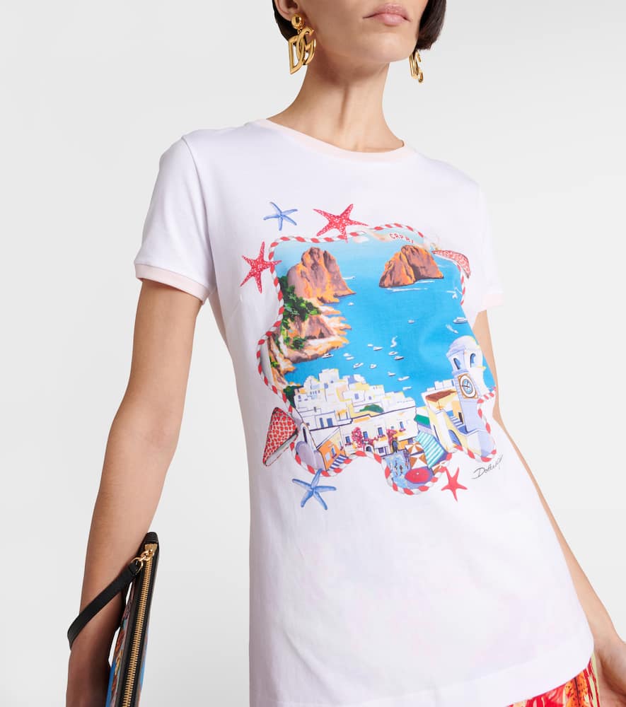 Capri printed cotton jersey T-shirt