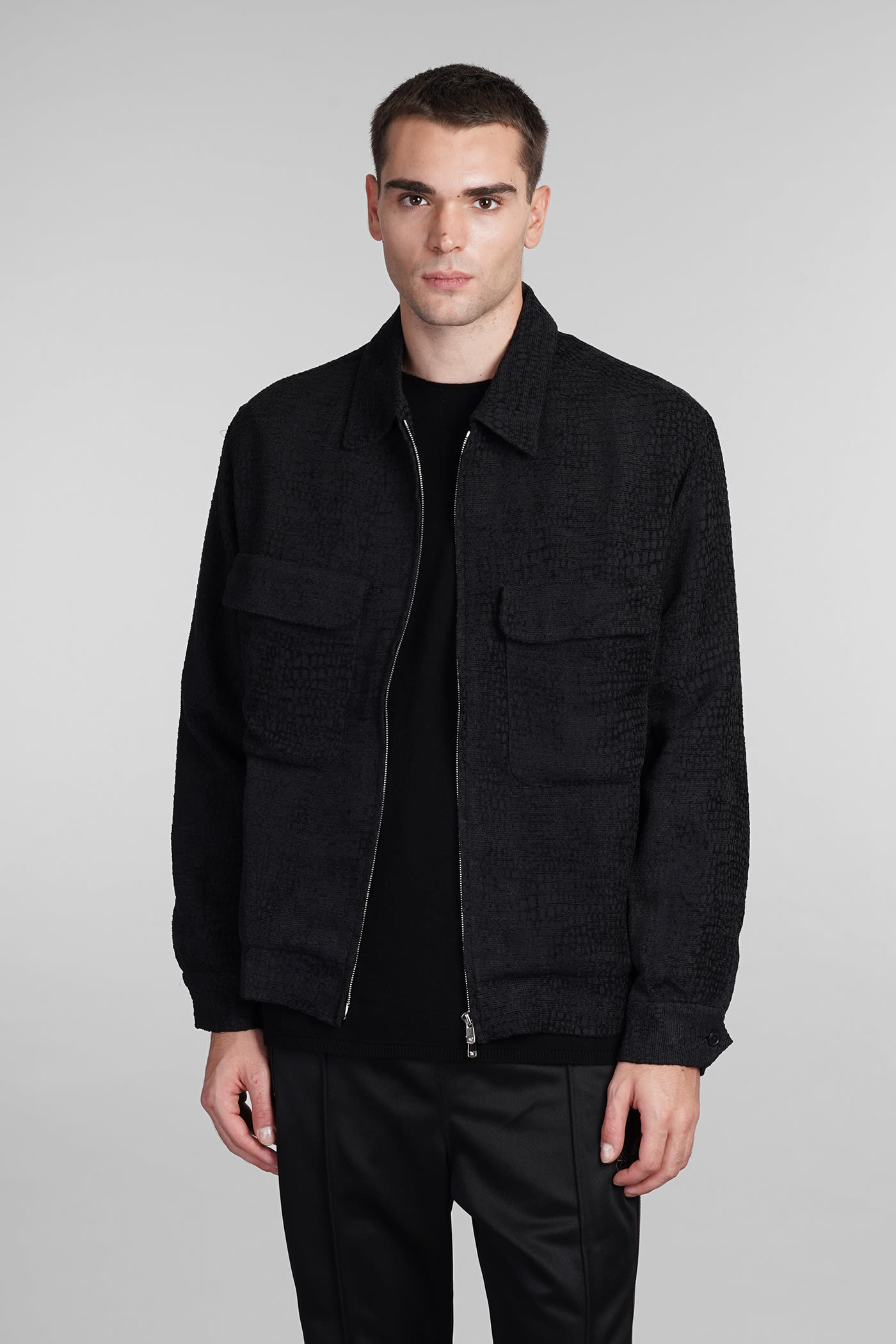 Casual Jacket In Black Rayon