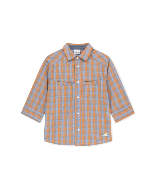 W Plaid 4 Sleeve Shirt Orange