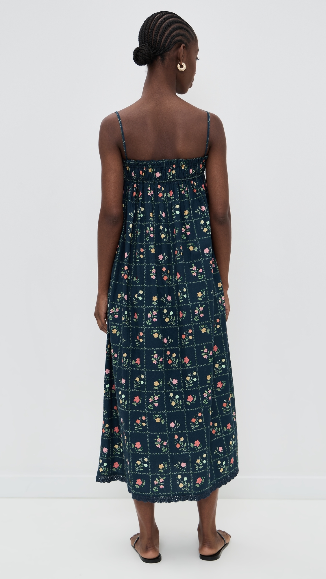 Sammy Dress Navy Floral Grid