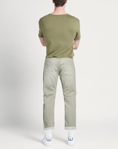 Man Jeans Military green Size 35 Cotton, Elastane