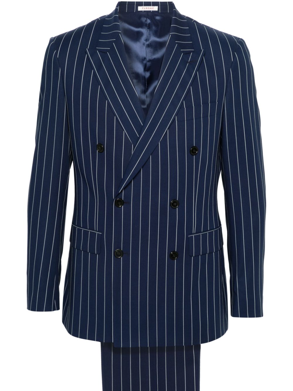 Double-breasted striped wool suit - Blue