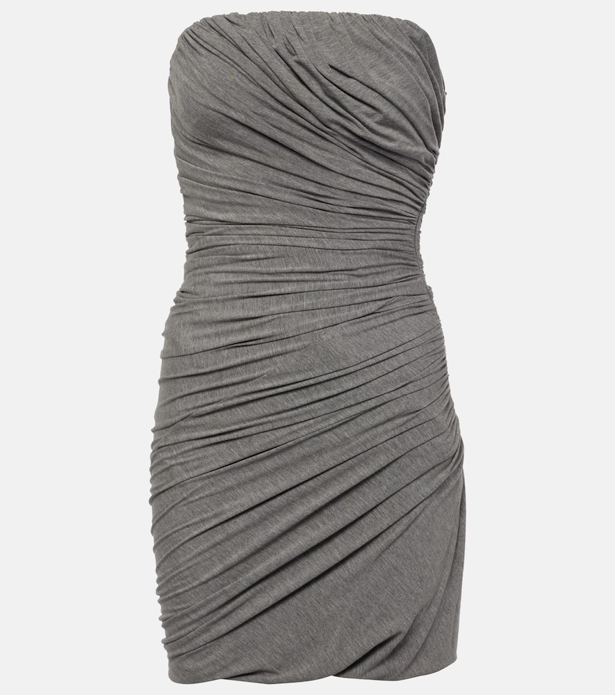 Ruched strapless jersey minidress