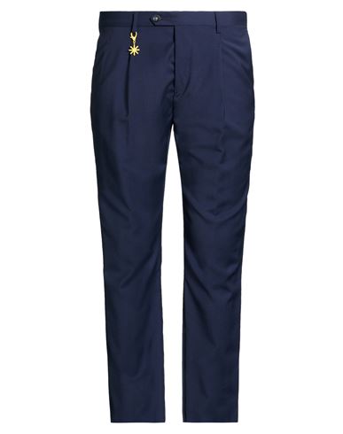 Man Pants Navy Size 38 Wool, Elastane