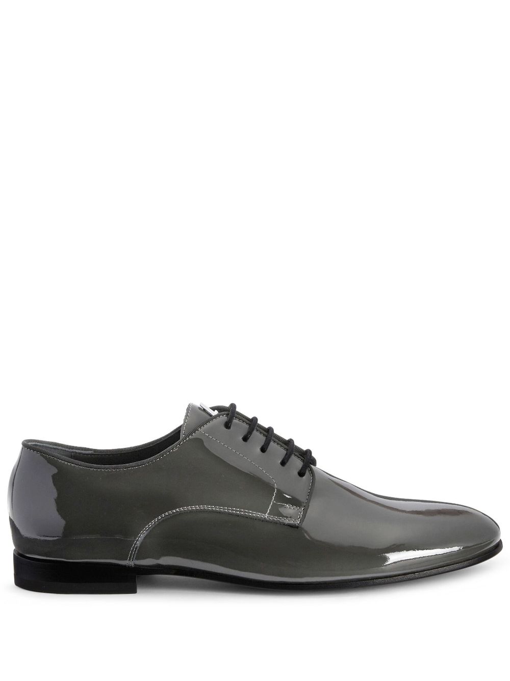Patent-leather lace-up loafers - Grey