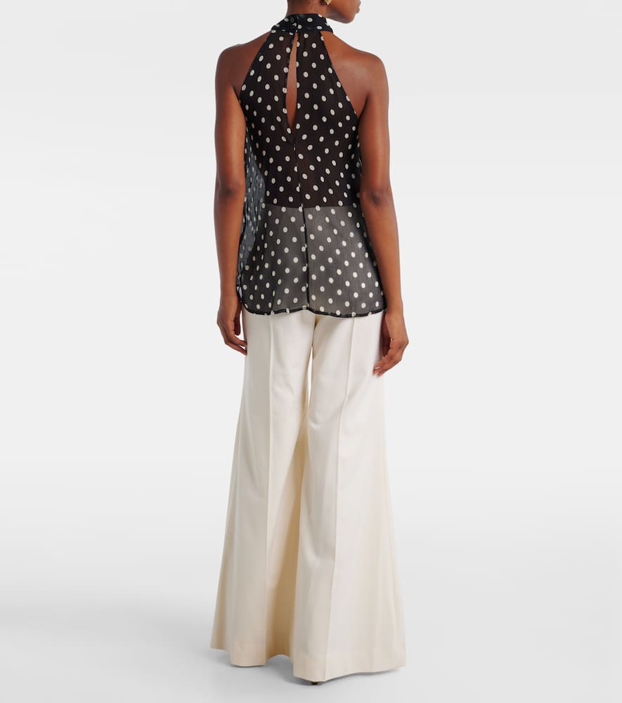 Polka-dot sheer silk tank top