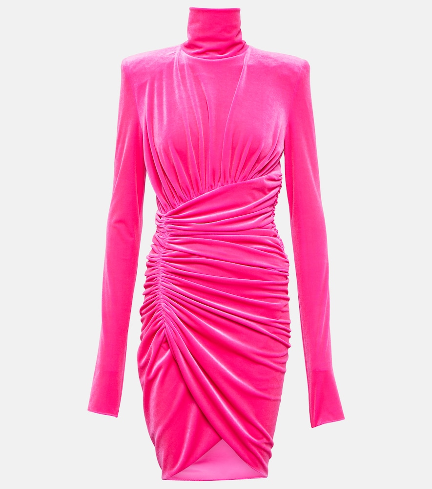 Ruched velvet minidress