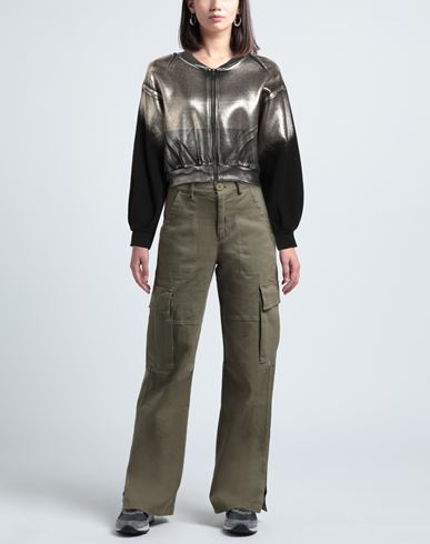 Woman Sweatshirt Platinum Size XS Cotton, Polyester