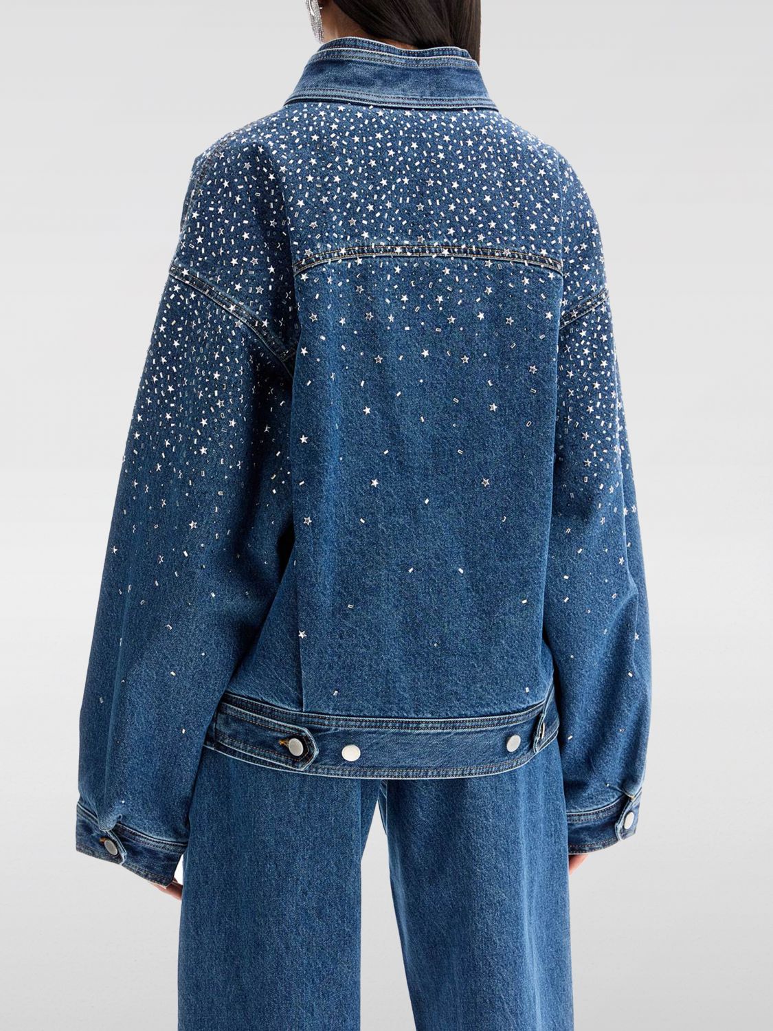-Bomber In Denim Con Strass-Donna