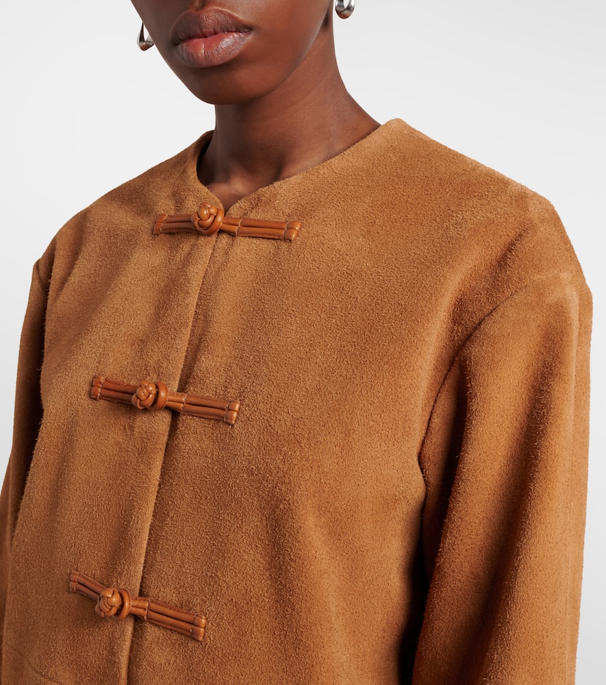 Róhe Leather-trimmed suede jacket