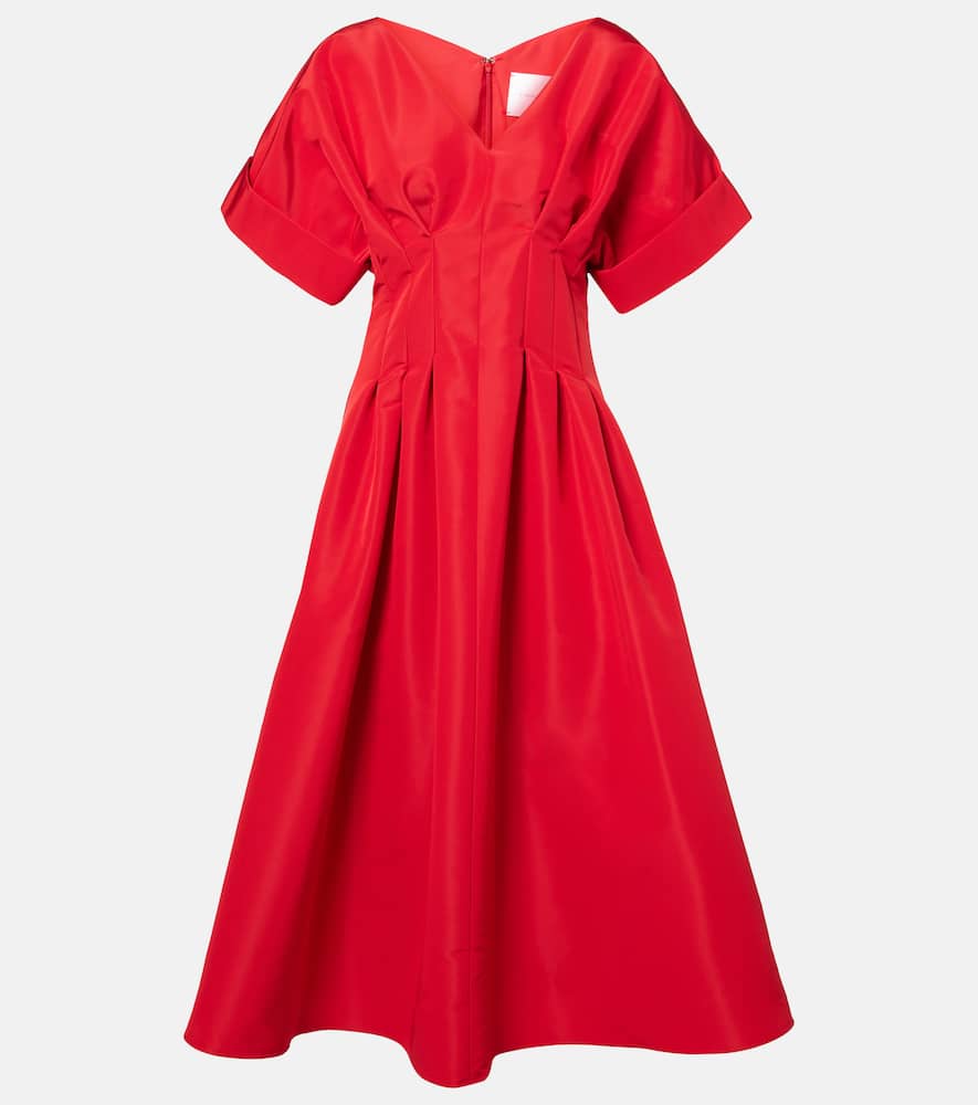 Gathered silk midi dress