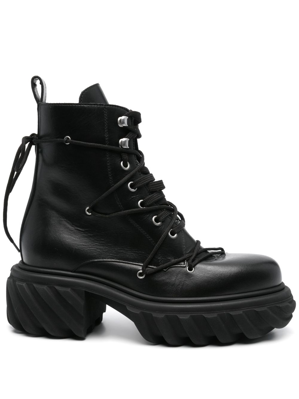65mm leather combat boots - Black