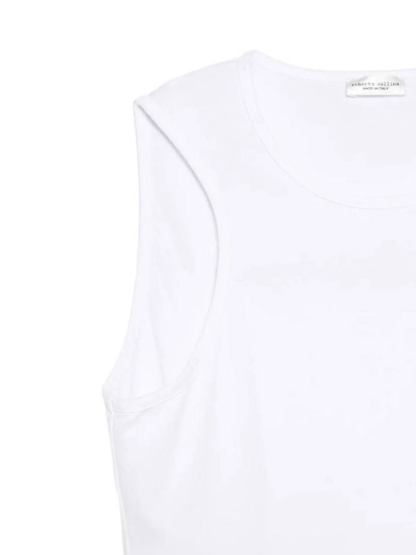 White Solid Round Neck Top