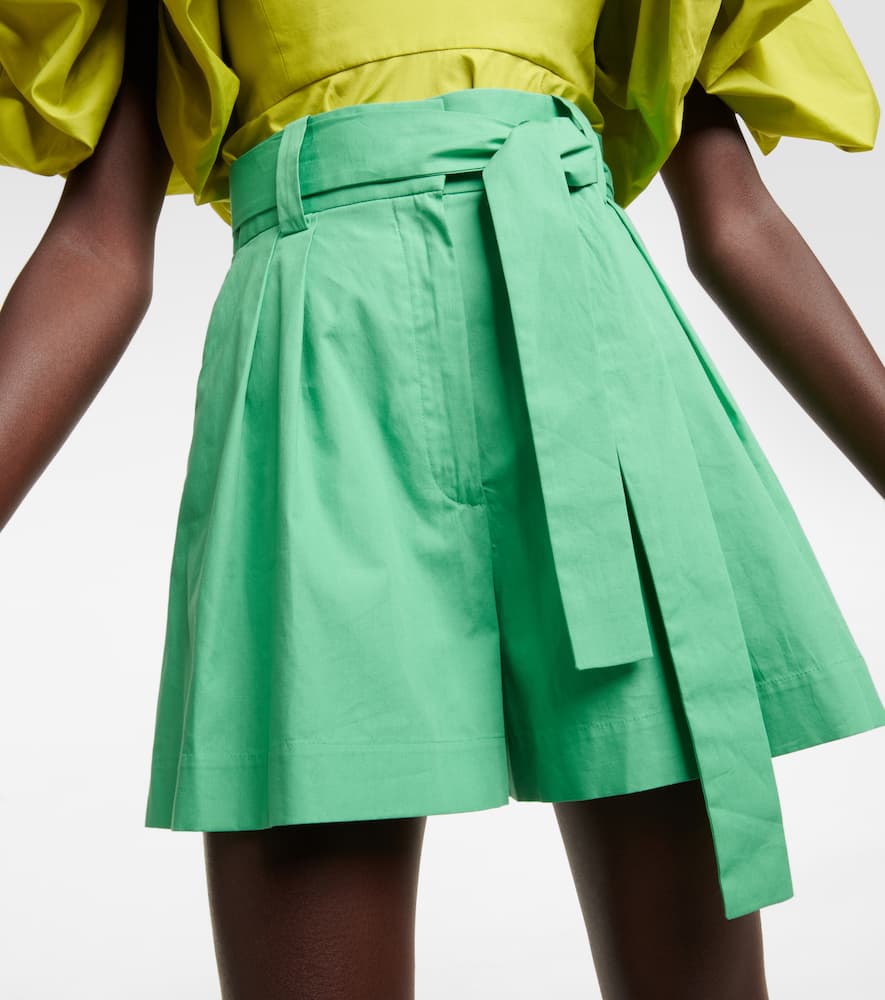 High-rise wide-leg cotton shorts