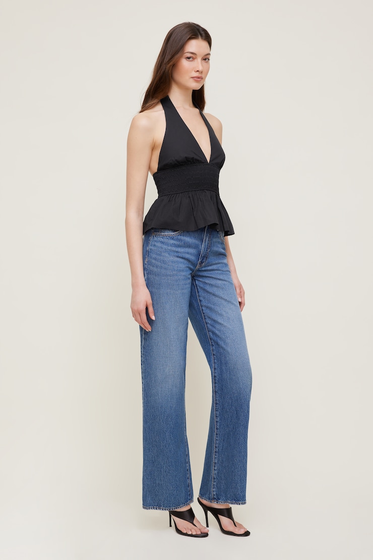 Gemma Poplin Halter Top - Black - Women Clothing