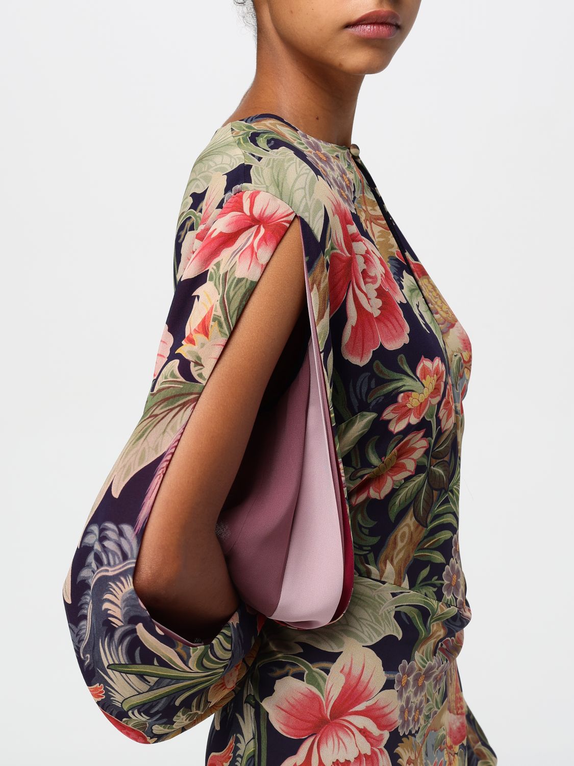 Floral-print silk maxi dress - Black