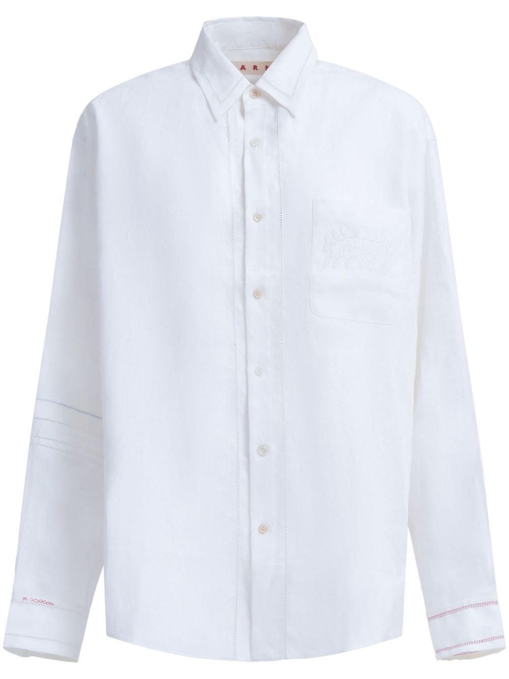 Lace-embroidered shirt - White