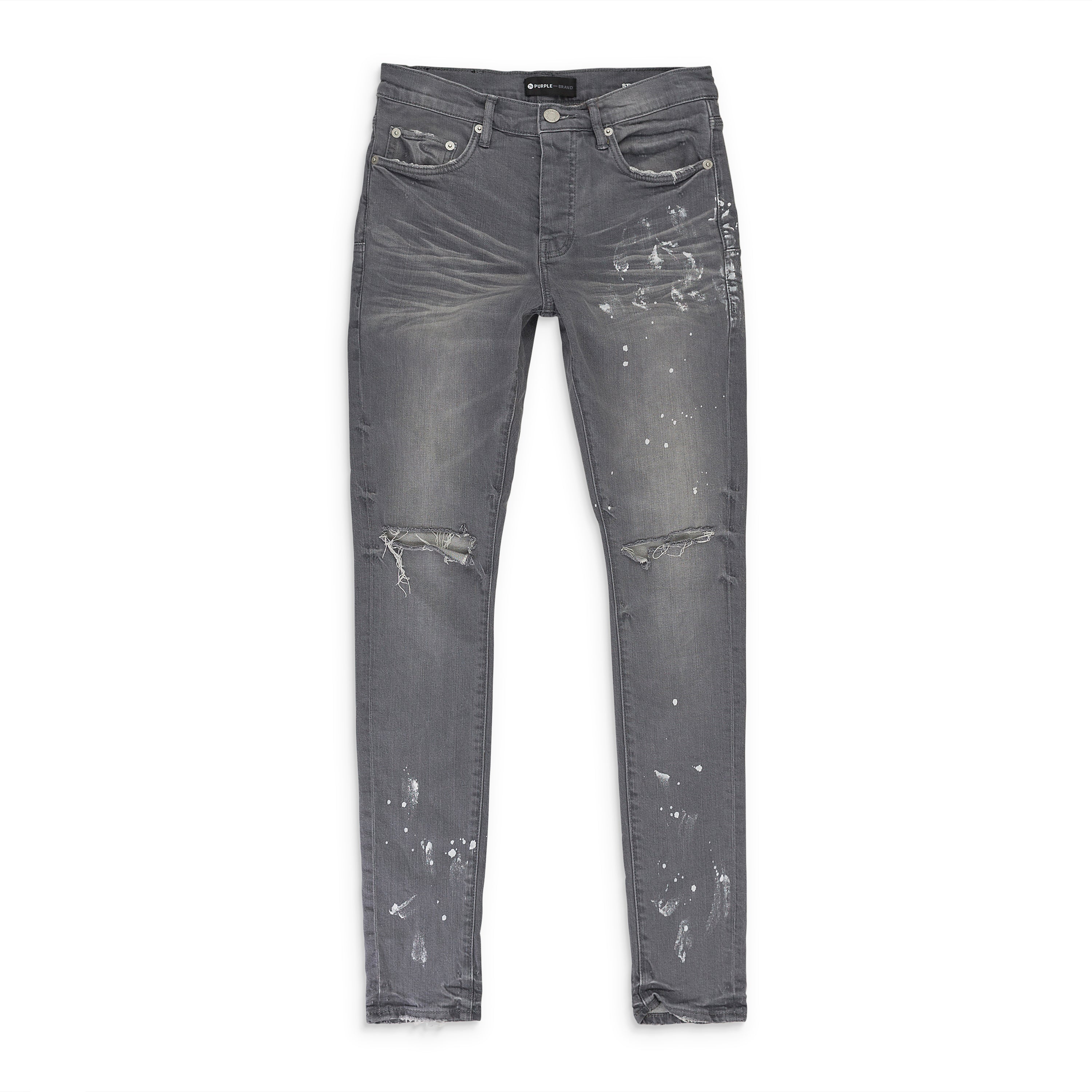 WORN KNEE SLIT GREY SKINNY JEANS