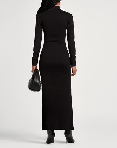 Woman Maxi dress Black Size M Cotton, Elastane