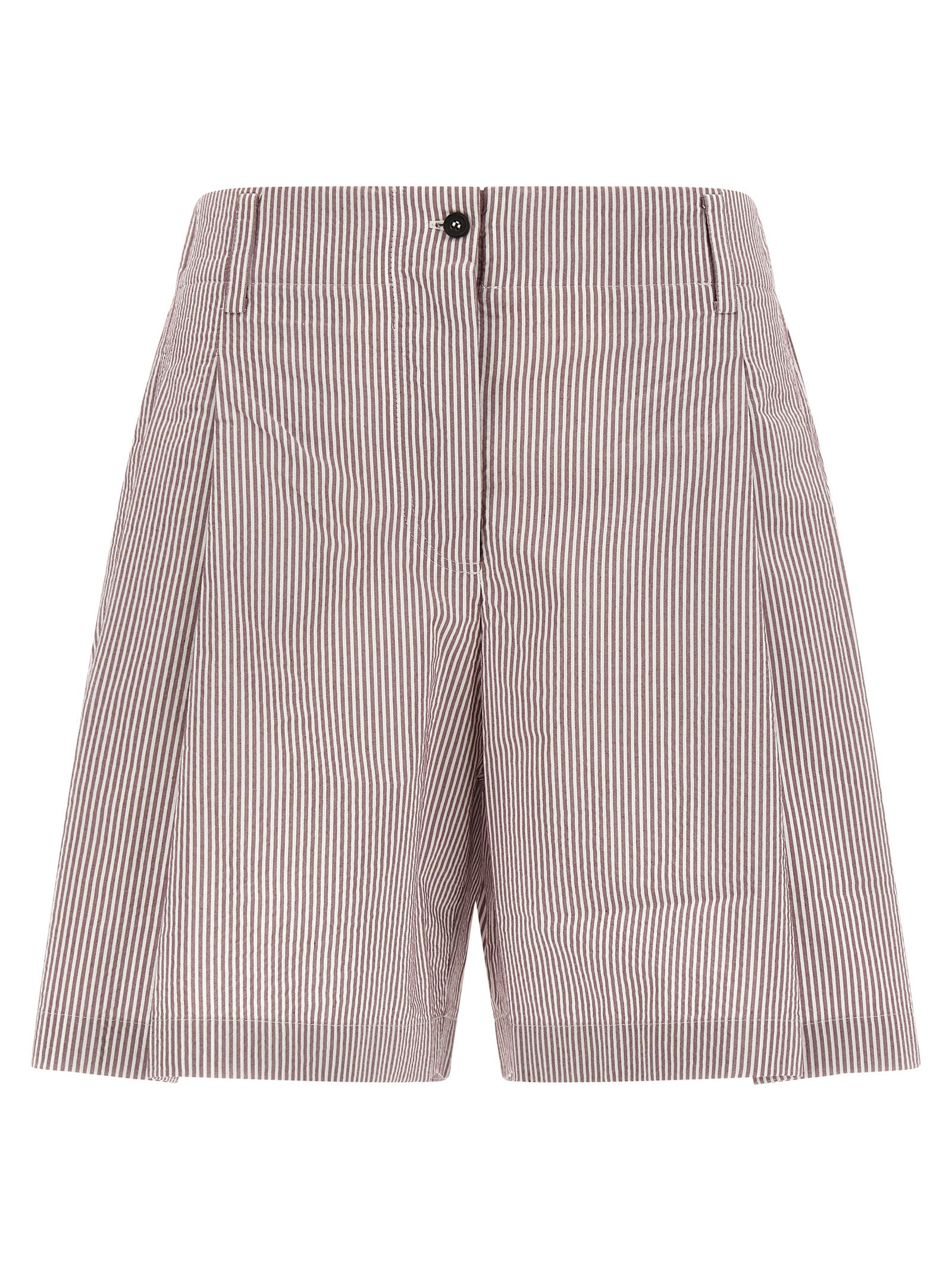 Striped Cotton Bermuda Shorts — Multicolor