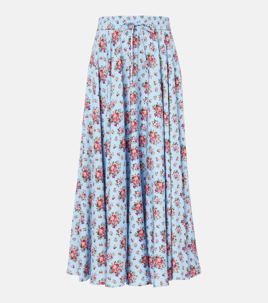 Floral silk-blend midi skirt