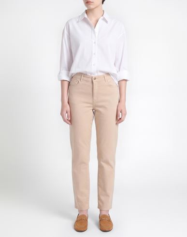 Woman Pants Beige Size 24 Cotton, Elastane