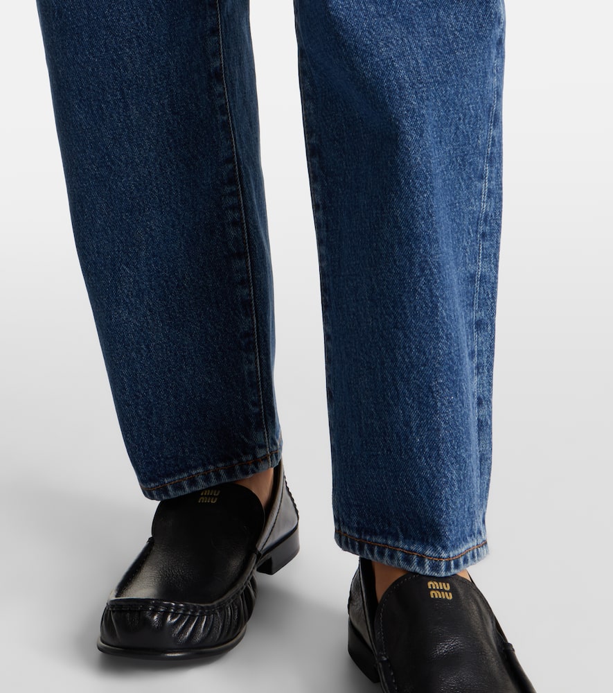Neat high-rise straight jeans