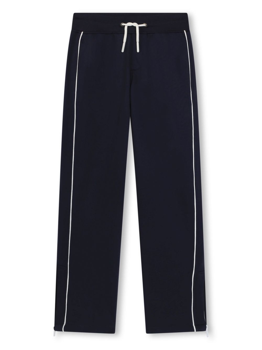 Piped-trim drawstring track pants - Blue