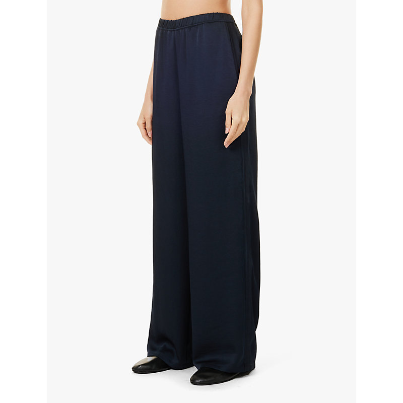 Womens Coastal Elasticated-waist Wide-leg Low-rise Woven Trousers S