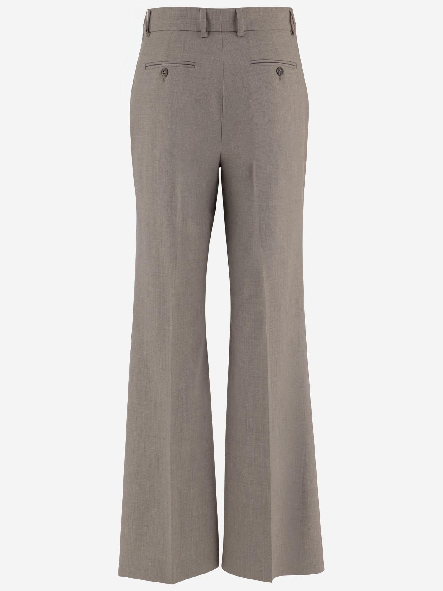 Wide-Leg Wool-Blend Trousers — Beige