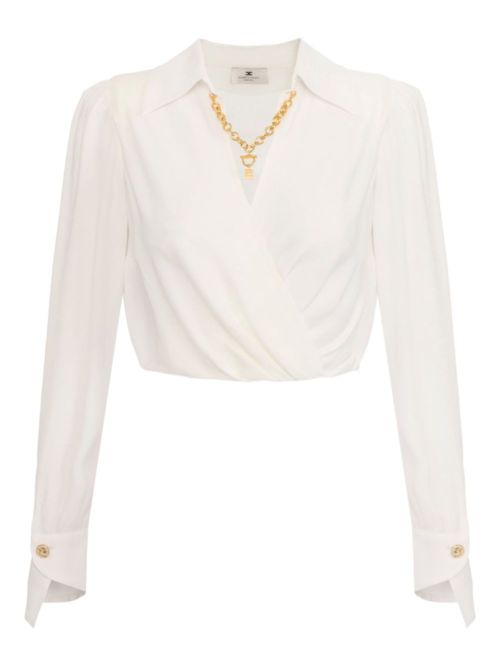 Long-sleeve wrap blouse - White