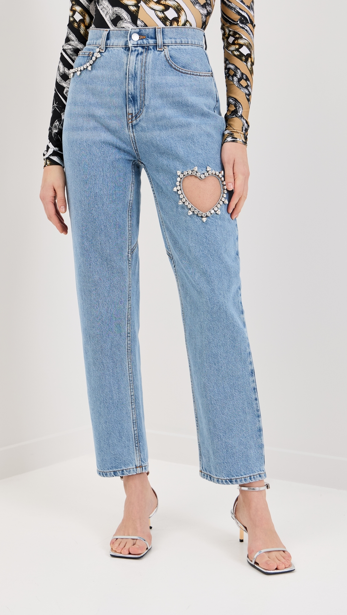Crystal Heart Jeans Light Blue