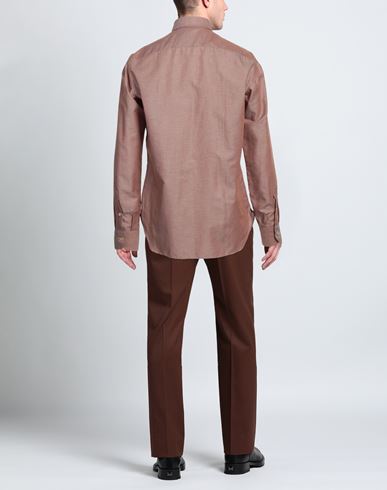 Man Shirt Light brown Size 16 Cotton, Linen