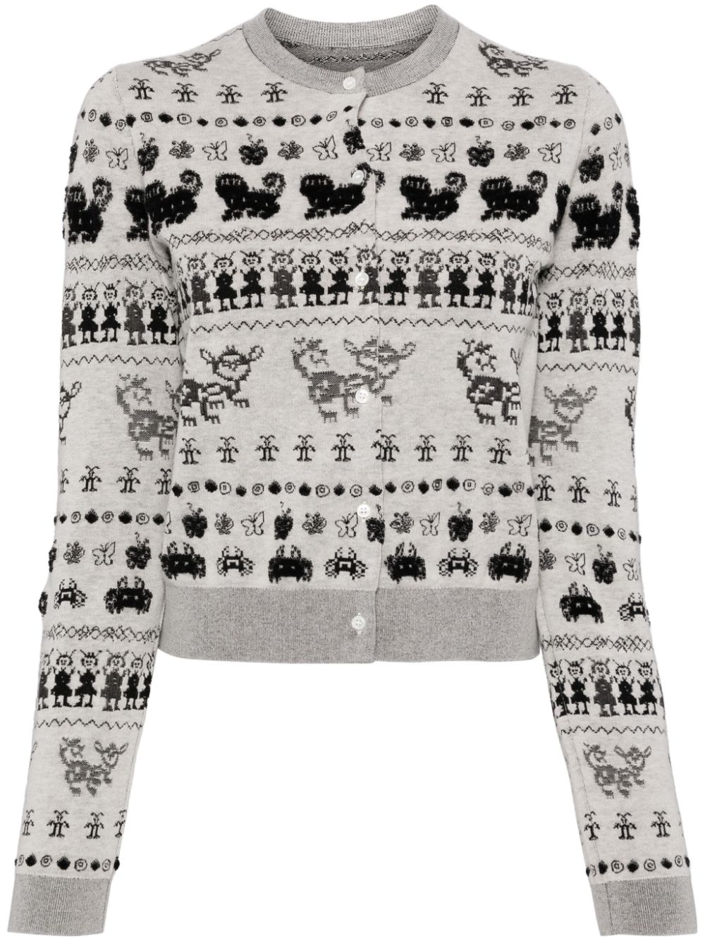 Patterned slim fit cropped sweater - Black