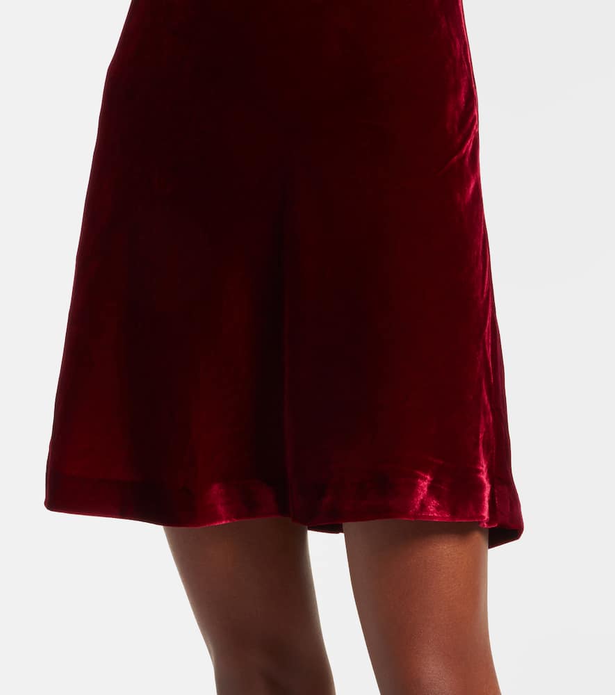 Macie lace-trimmed velvet minidress