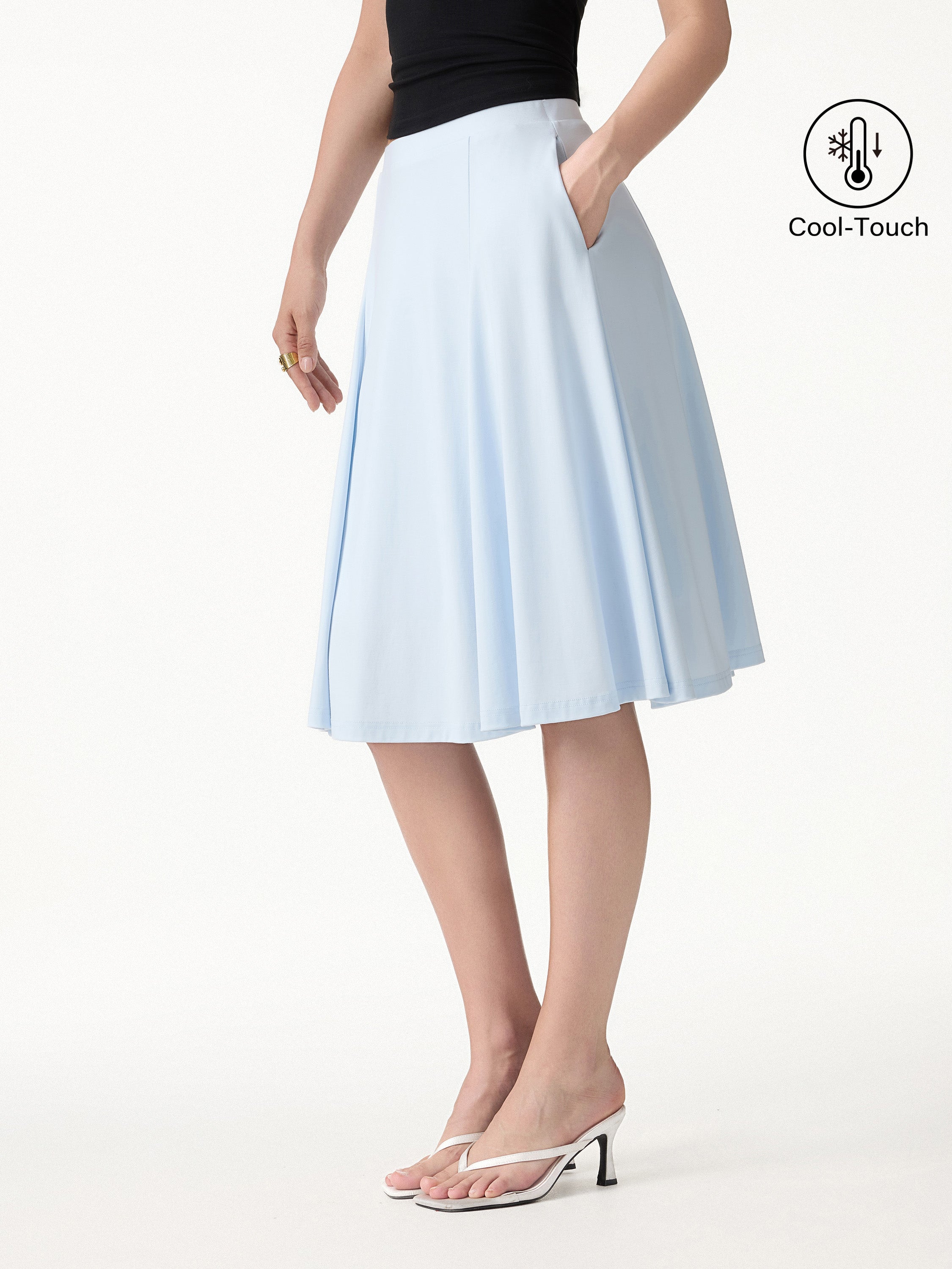 CoolTouch Midi Circle Flare Skirt with Pockets - Blue Air