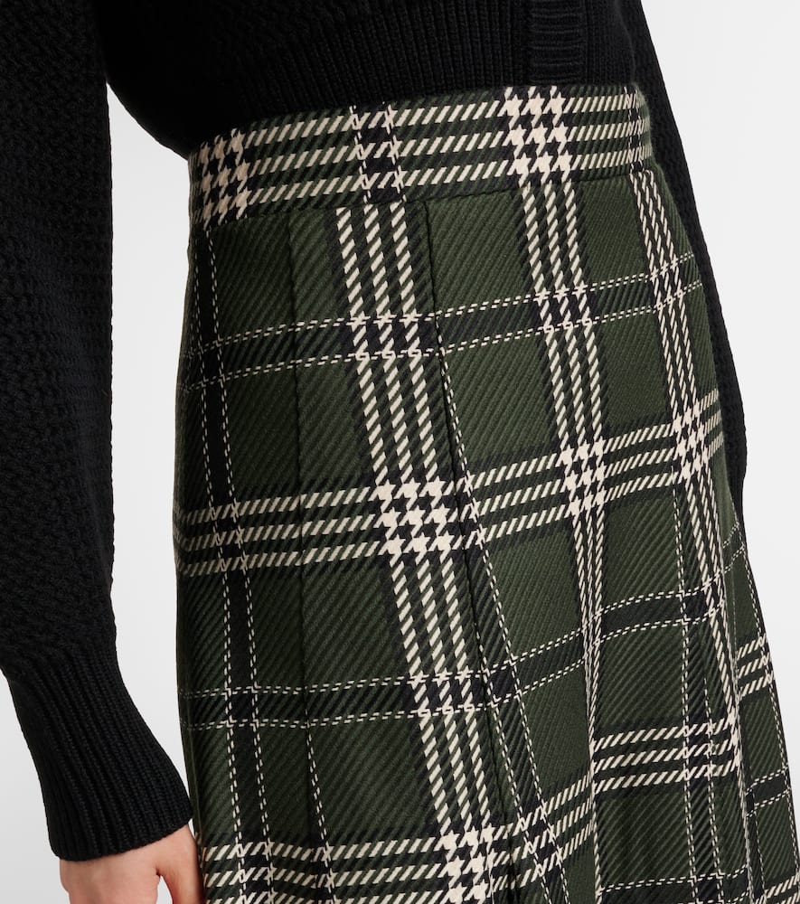 Kensie checked wool-blend midi skirt