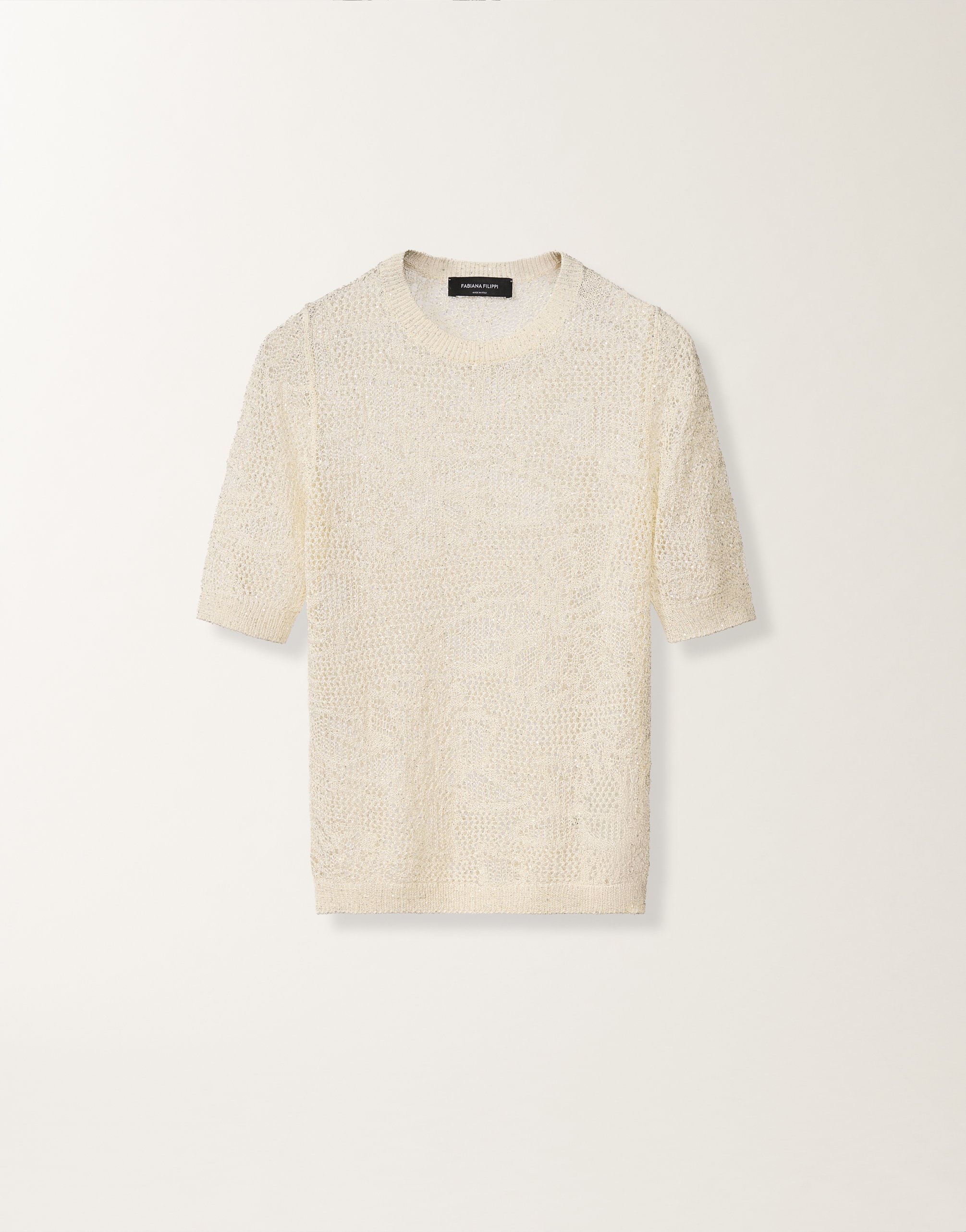 Sweater in micro sequins, mastice