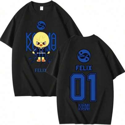 SKZ Merch Cotton-Shirt – Unisex Short Sleeve SKZOO Graphic Tee, Streetwear Outfit STAY Fan Support