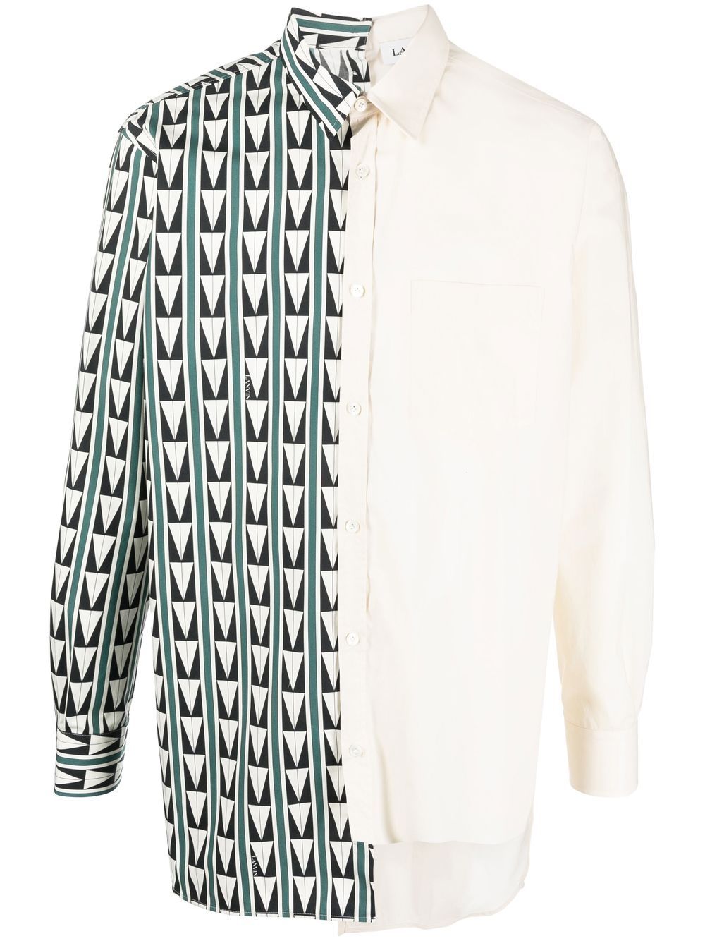 Patchwork geometric print shirt - Neutrals